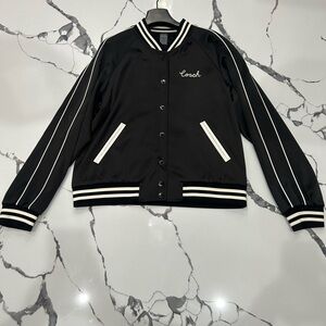 Coach Black Varsity Jacket with White Trim
